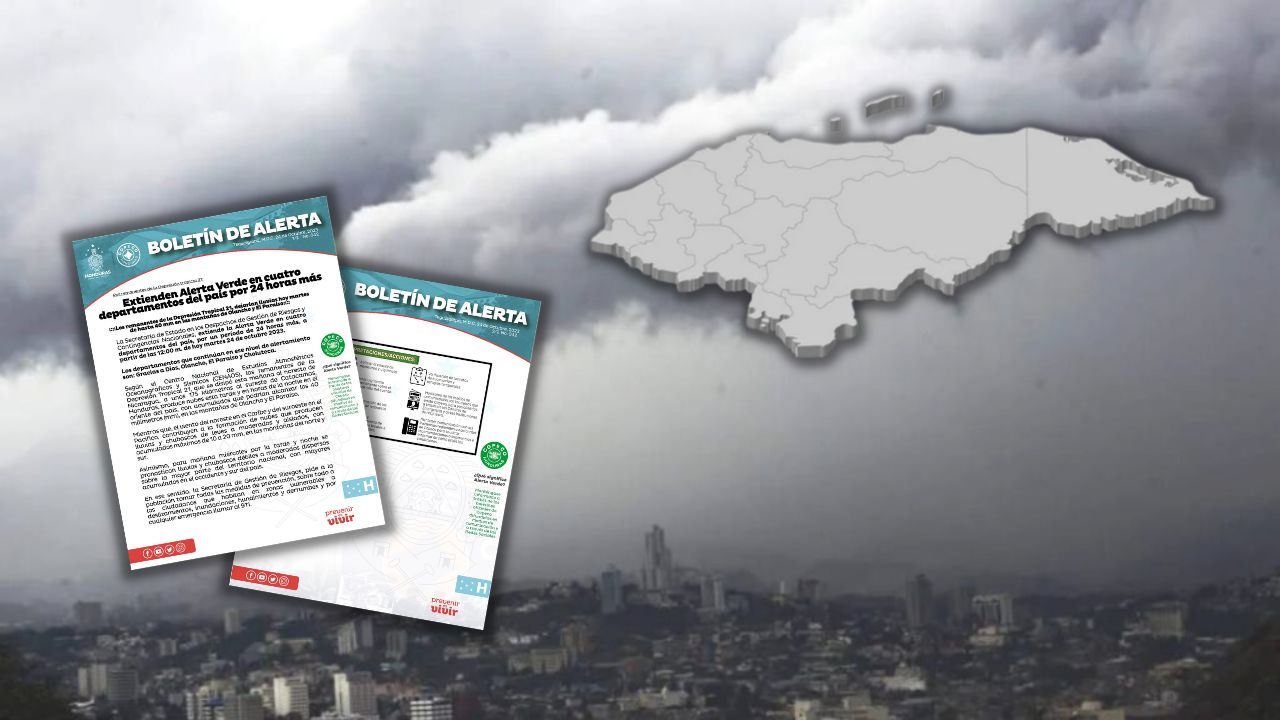 Extienden alerta verde por lluvias por 24 horas para cuatro departamentos