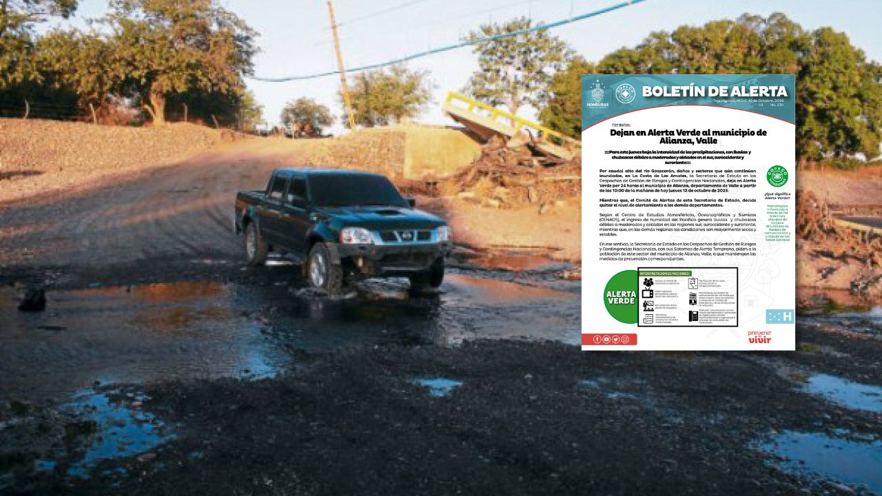 Alianza, Valle, se mantiene en alerta verde ante daños por lluvias, según Copeco