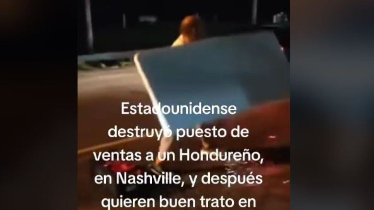 VIDEO: 'Gringo' destruye puesto de venta de hondureño en EE. UU.