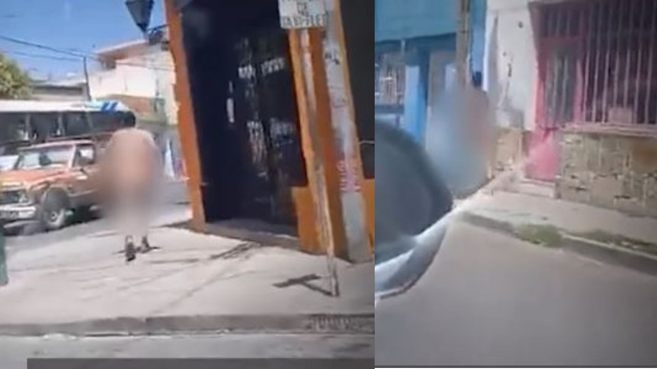 VIDEO: Amante corre desnudo por la calle tras ser descubierto; solo los zapatos logró ponerse