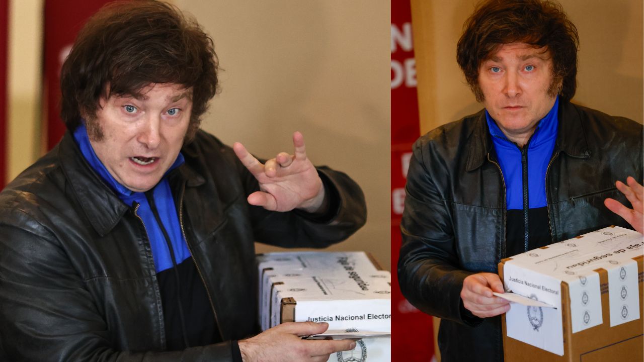 Javier Milei llegó a votar en medio de cánticos de 'feliz cumpleaños'