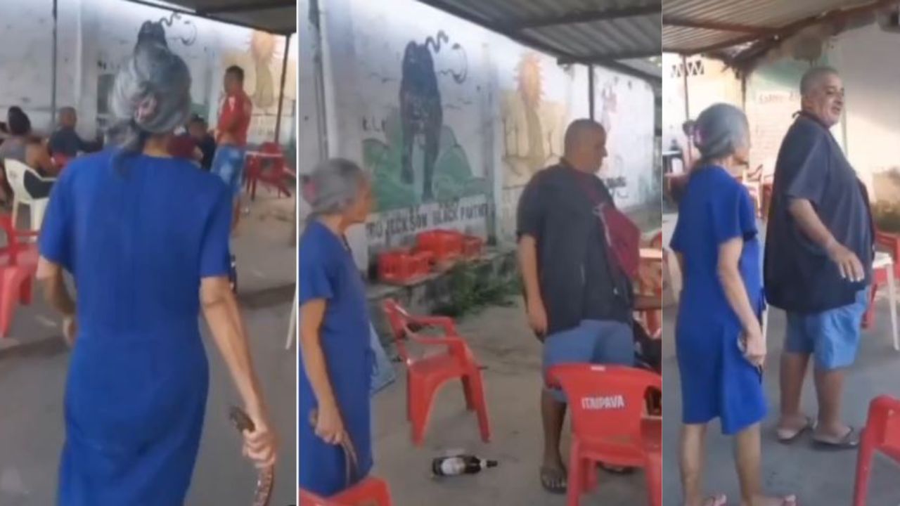 ¡Tóxica nivel máximo! Captan a mujer castigar a su esposo con una faja por beber con amigos