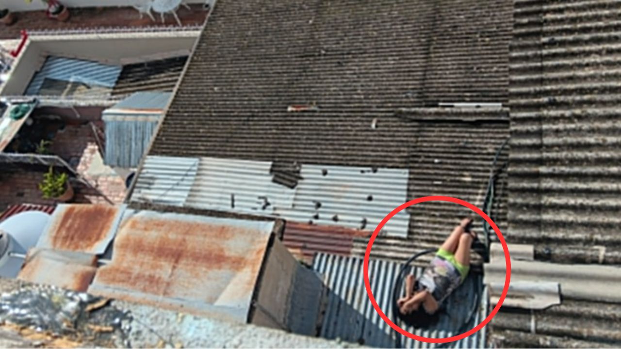 Video: hondureña cayó de la ventana de su cuarto y quedó en el techo de su vecino