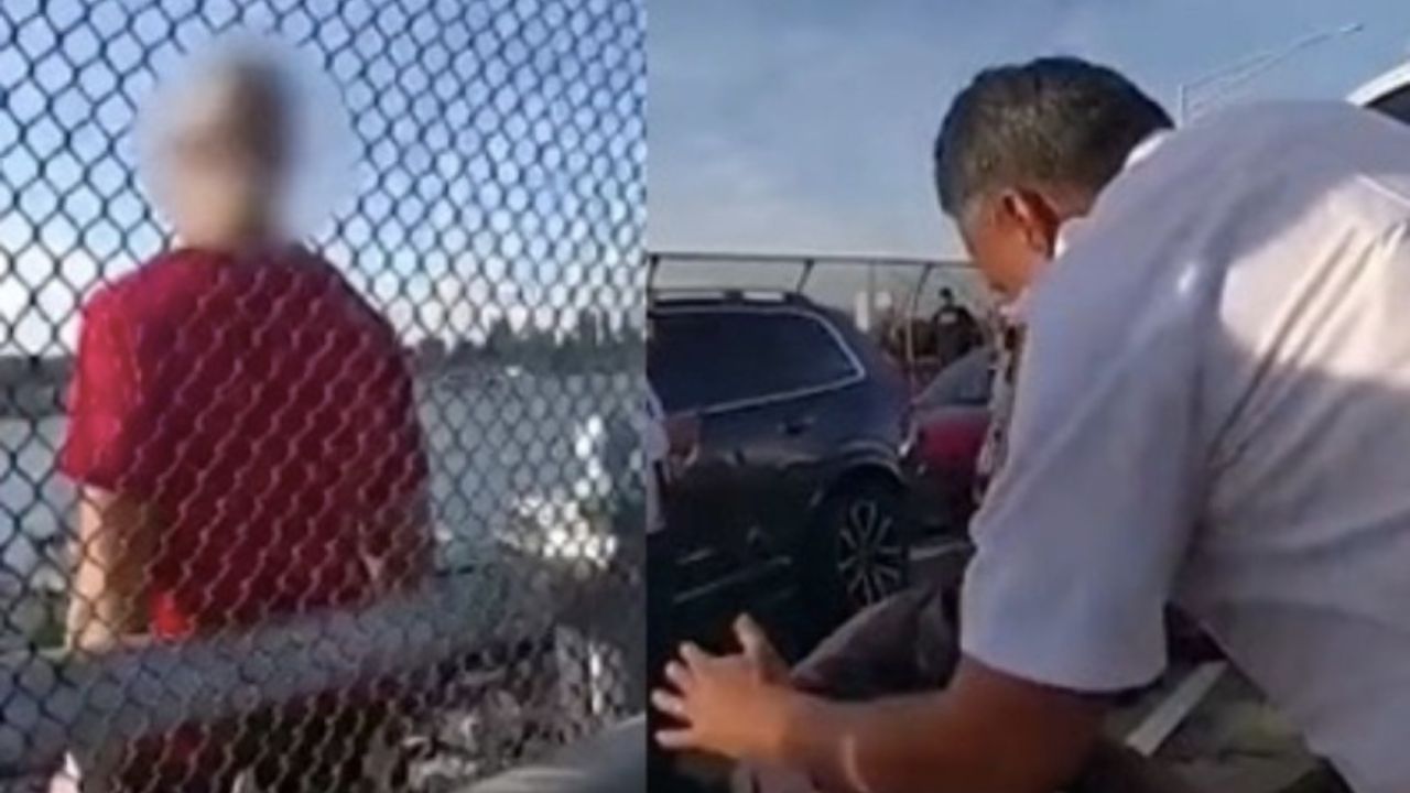 'Apóyate en mi hermano', captan a oficial llorar de felicidad al evitar que hombre se suicidara