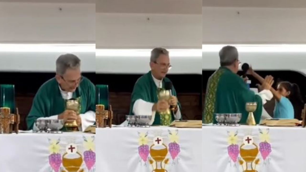 VIDEO: el estremecedor grito de niña que atacó a sacerdote en plena eucaristía