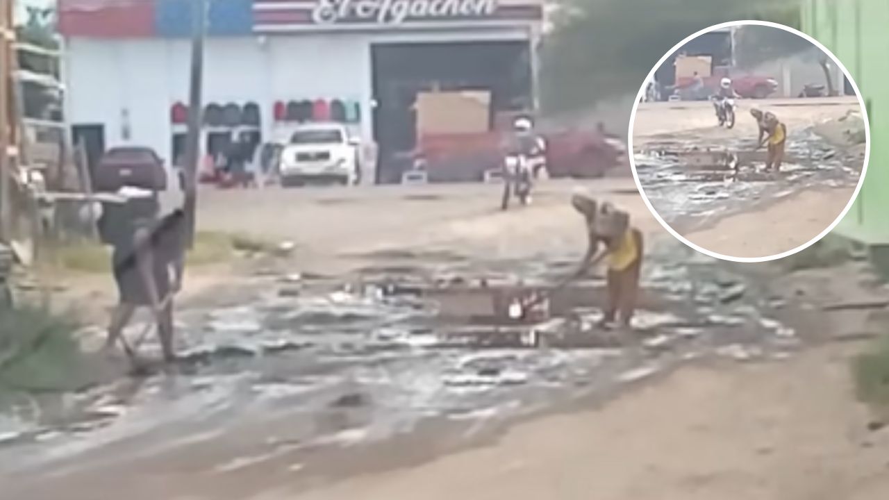 ¡Sin miedo al éxito! Graban a señoras de la tercera edad tapando baches en Comayagua