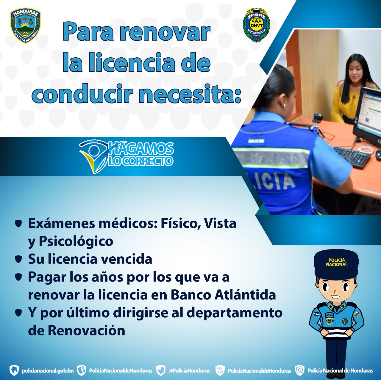 Requisitos para renovar la licencia de conducir en Honduras. Foto: Policía Nacional