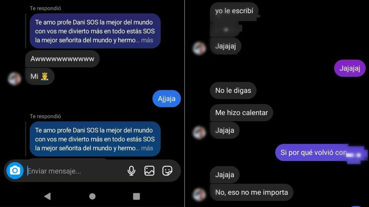 Conversaciones de Daniela Mujica con uno de sus alumnos. Foto: Diseño HRN