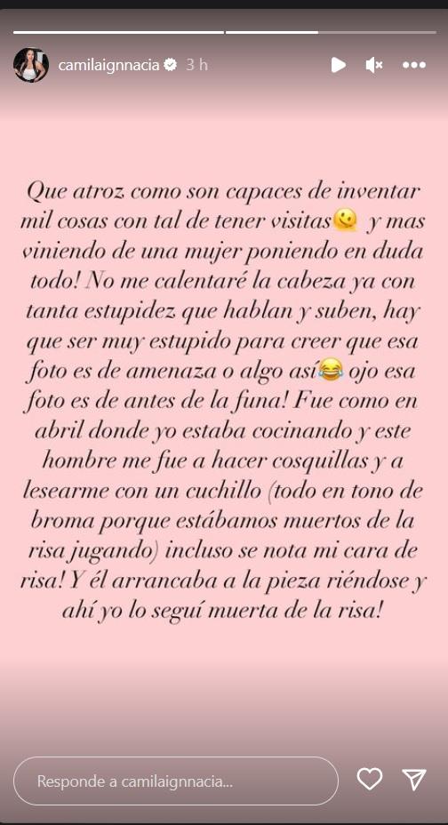 Comunicado de Camila Sepúlveda sobre su foto filtrada. Foto: Redes sociales