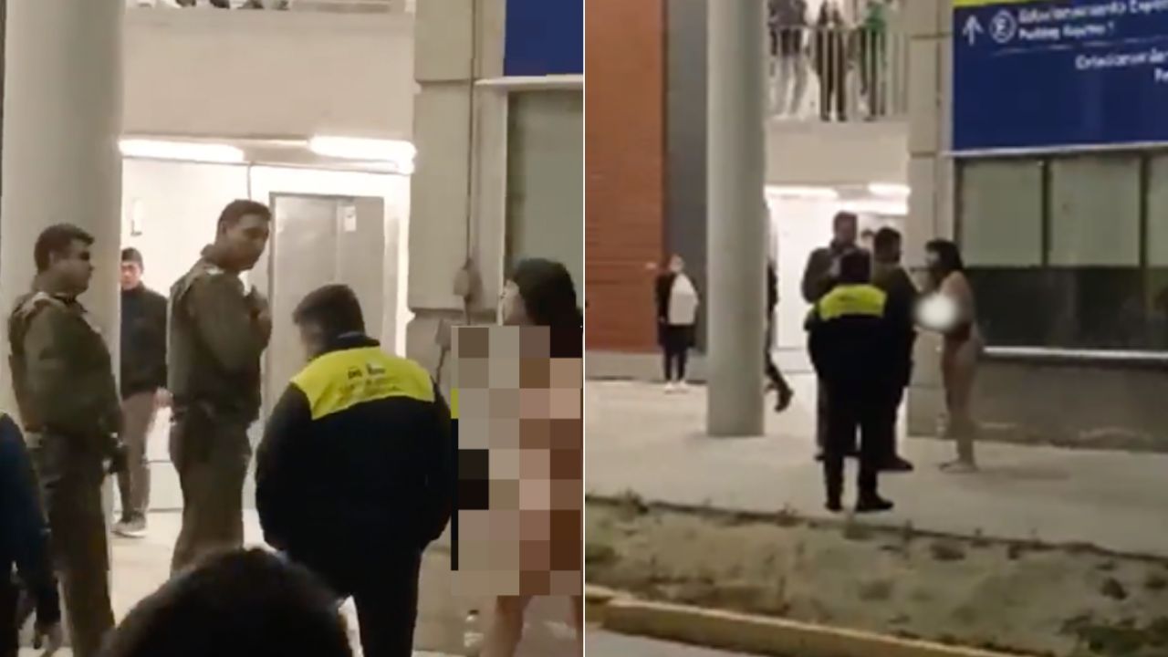 En Twitter también difundieron el video donde carabineros detuvieron a la mujer desnuda en el Aeropuerto de Santiago. Foto: Redes sociales