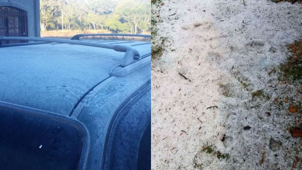 Supuesta nieve en La Esperanza, Intibucá, en 2017 (izquierda) y en Azacualpa, Intibucá, en 2019 (derecha). Foto: Diseño HRN