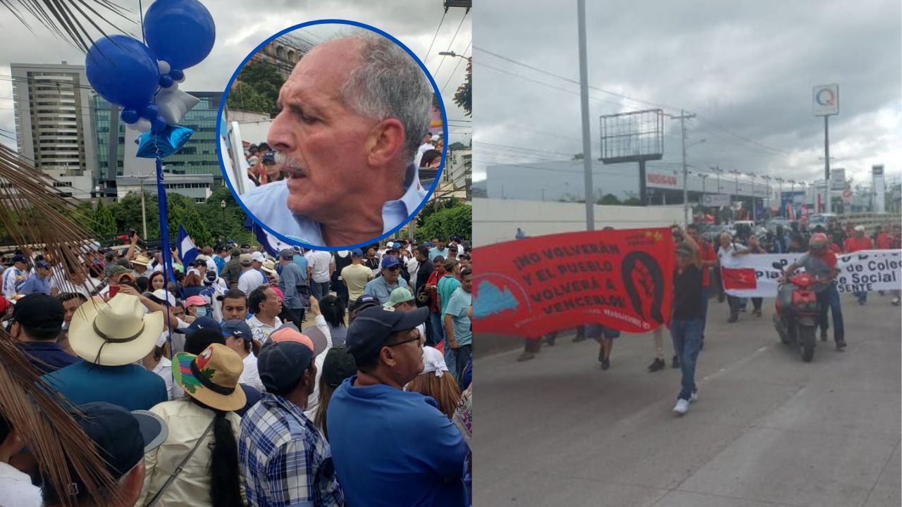 Imagen de 'Hay que defender la democracia': Nasry Asfura durante marcha del BOC