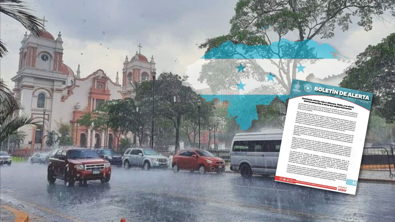 Alerta roja para Alianza, Valle; verde para la zona occidental y amarilla para el resto de Hondura, emite Copeco