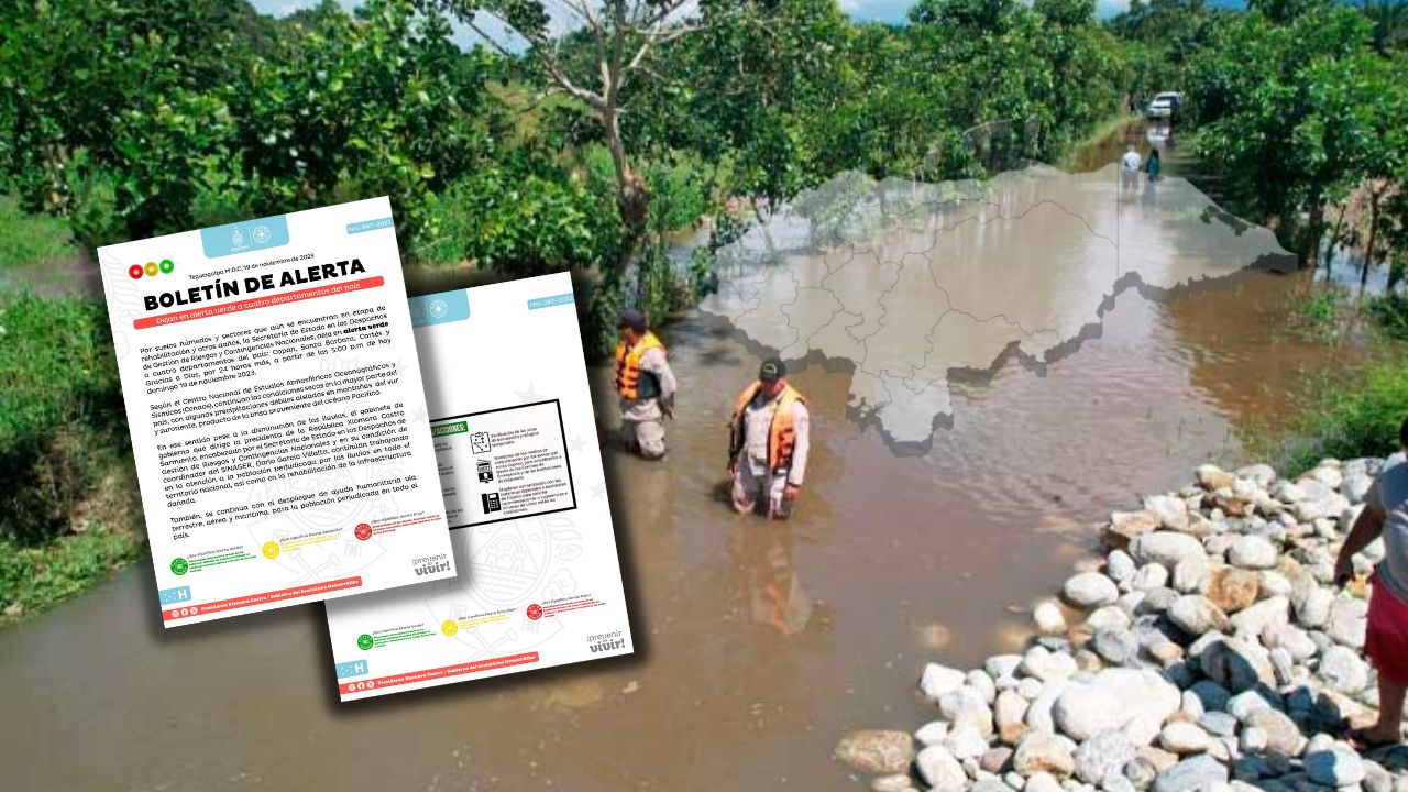 En cuatro departamentos de Honduras se mantiene alerta verde por lluvias