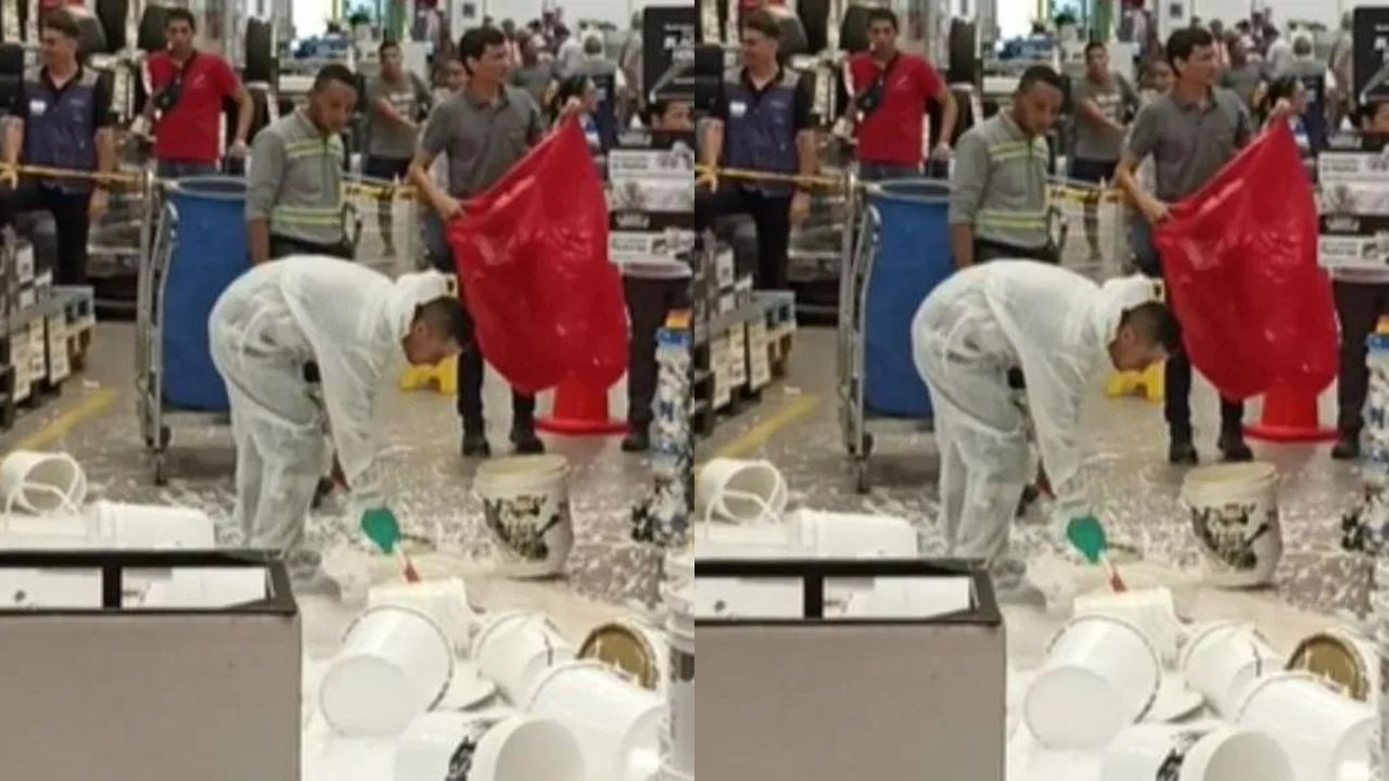 Imagen de 'Mi primera chamba': Joven quebró por error al menos 10 baldes de pintura en su primer día de trabajo