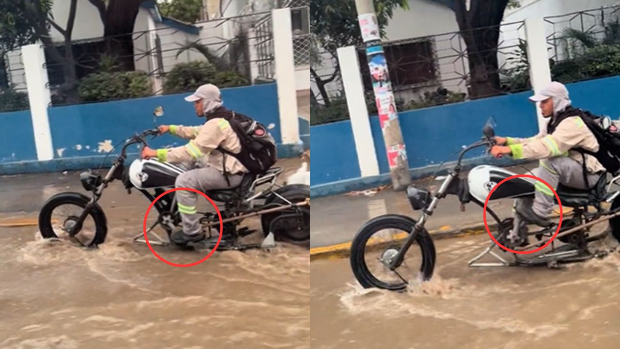 'La verdadera moto-cicleta': captan a hombre en inusual vehículo de dos ruedas