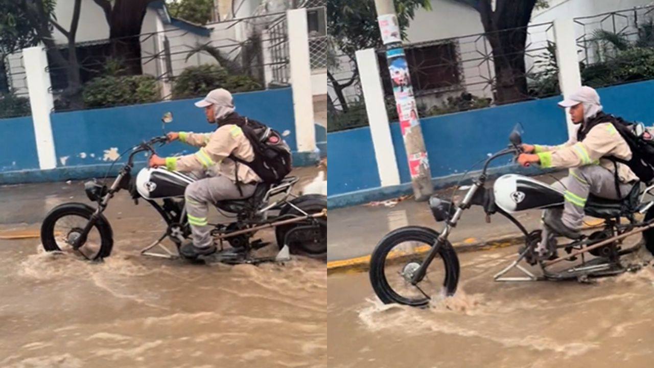 'La verdadera moto-cicleta': captan a hombre en inusual vehículo de dos ruedas