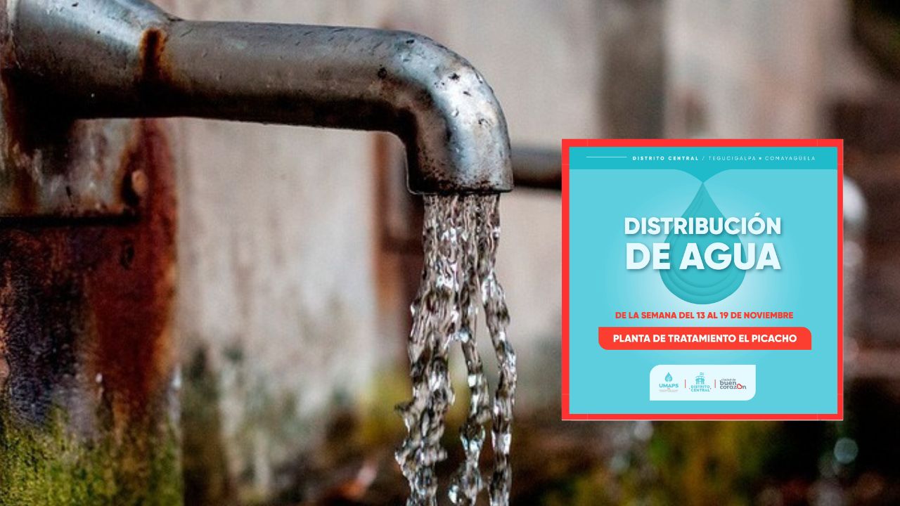 Horario de distribución de agua potable desde el 13 hasta el 19 de noviembre en Tegucigalpa