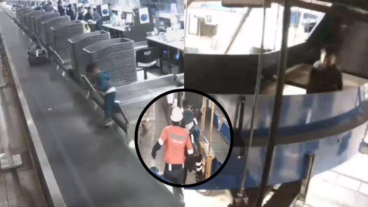 VÍDEO: Un niño se pierde en un aeropuerto al caer en banda para equipajes