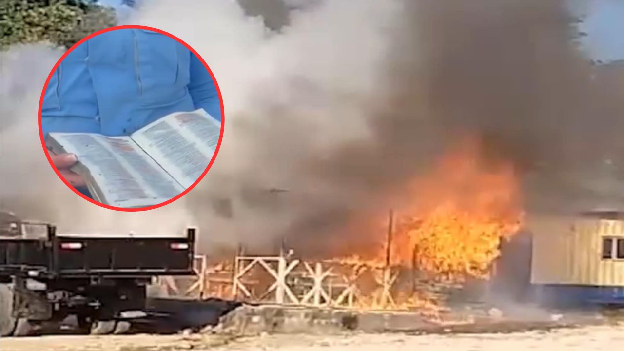 Imagen de Hallan Biblia intacta con el salmo 96, tras incendio en caseta y posta policial en Ocotepeque