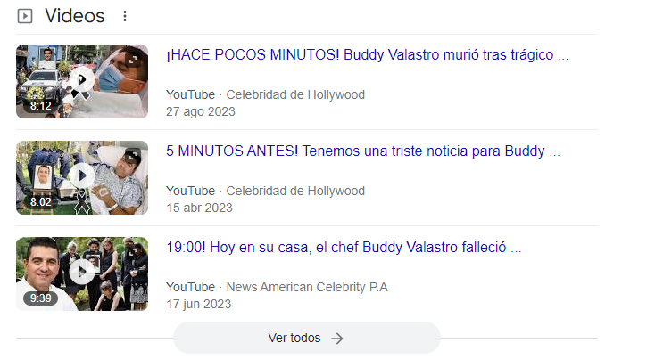 Videos publicados sobre la supuesta muerte de Buddy Valastro. Foto: Internet