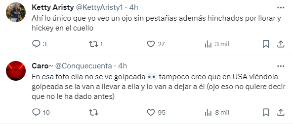 Discusión de cibernautas en X (antes Twitter) sobre la foto filtrada de Yailin. Foto: Redes sociales