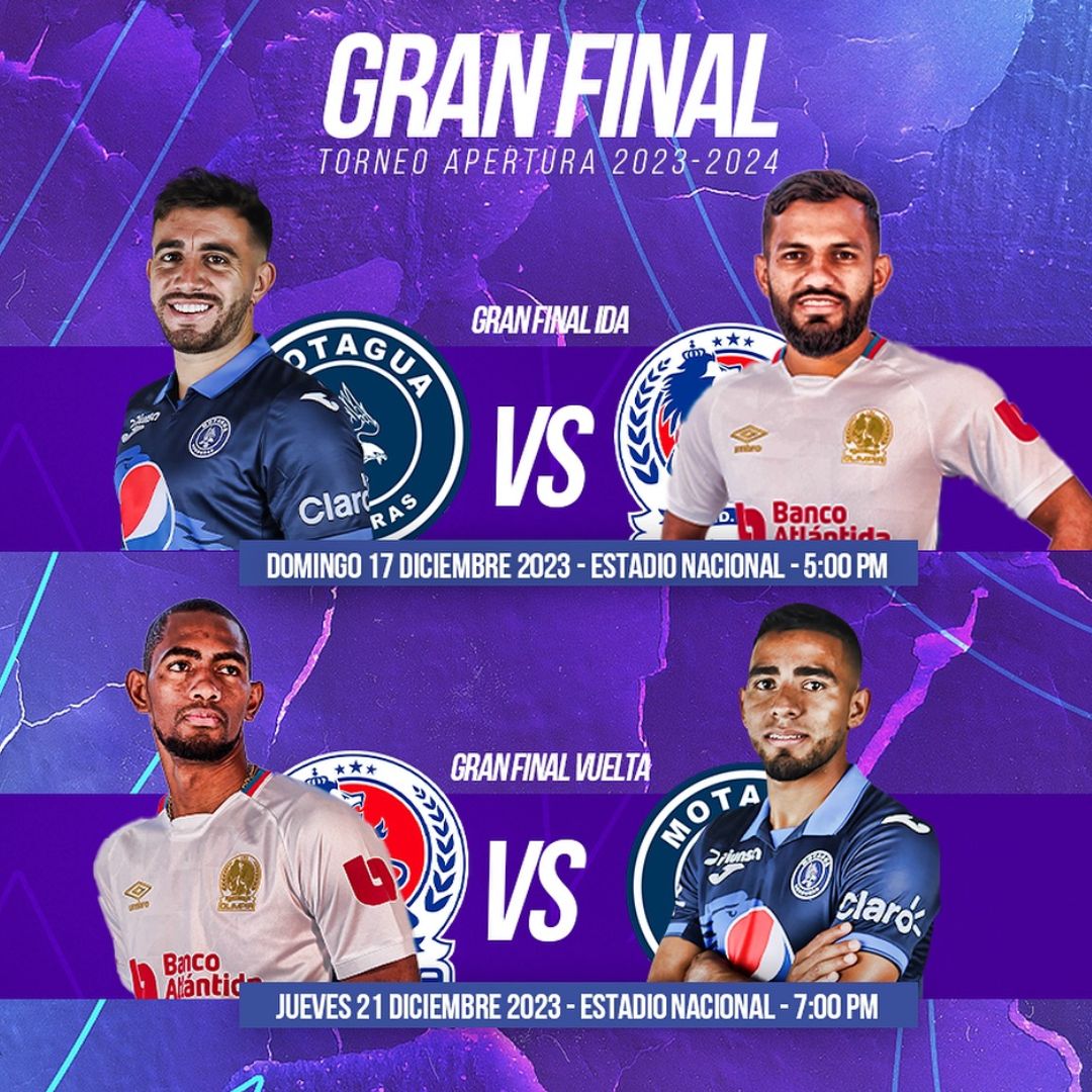 Fechas de la final del Apertura 2023 entre el Rey de Copas y el Ciclón Azul. Foto: Liga Nacional de Honduras