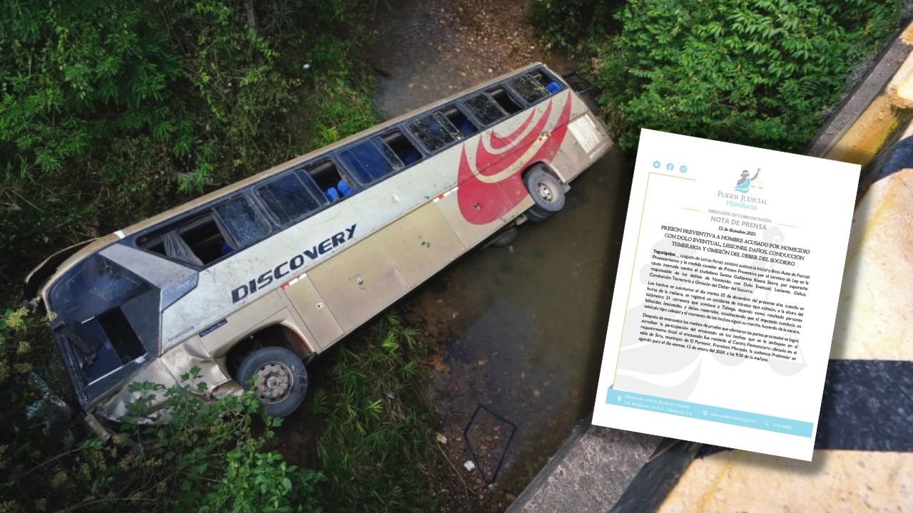 Imagen de Dictan prisión preventiva contra conductor de rastra accidentada contra autobús en carretera a Olancho