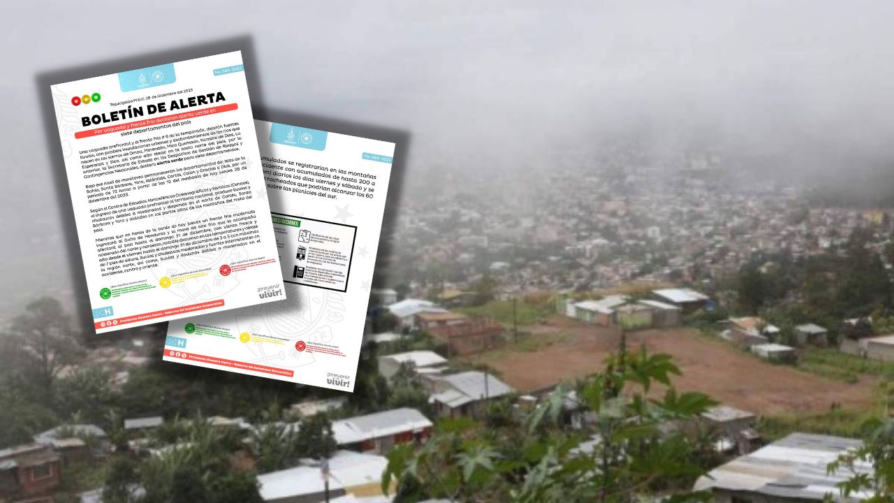 Imagen de Alerta verde para siete departamentos emite Copeco por ingreso de frente frío