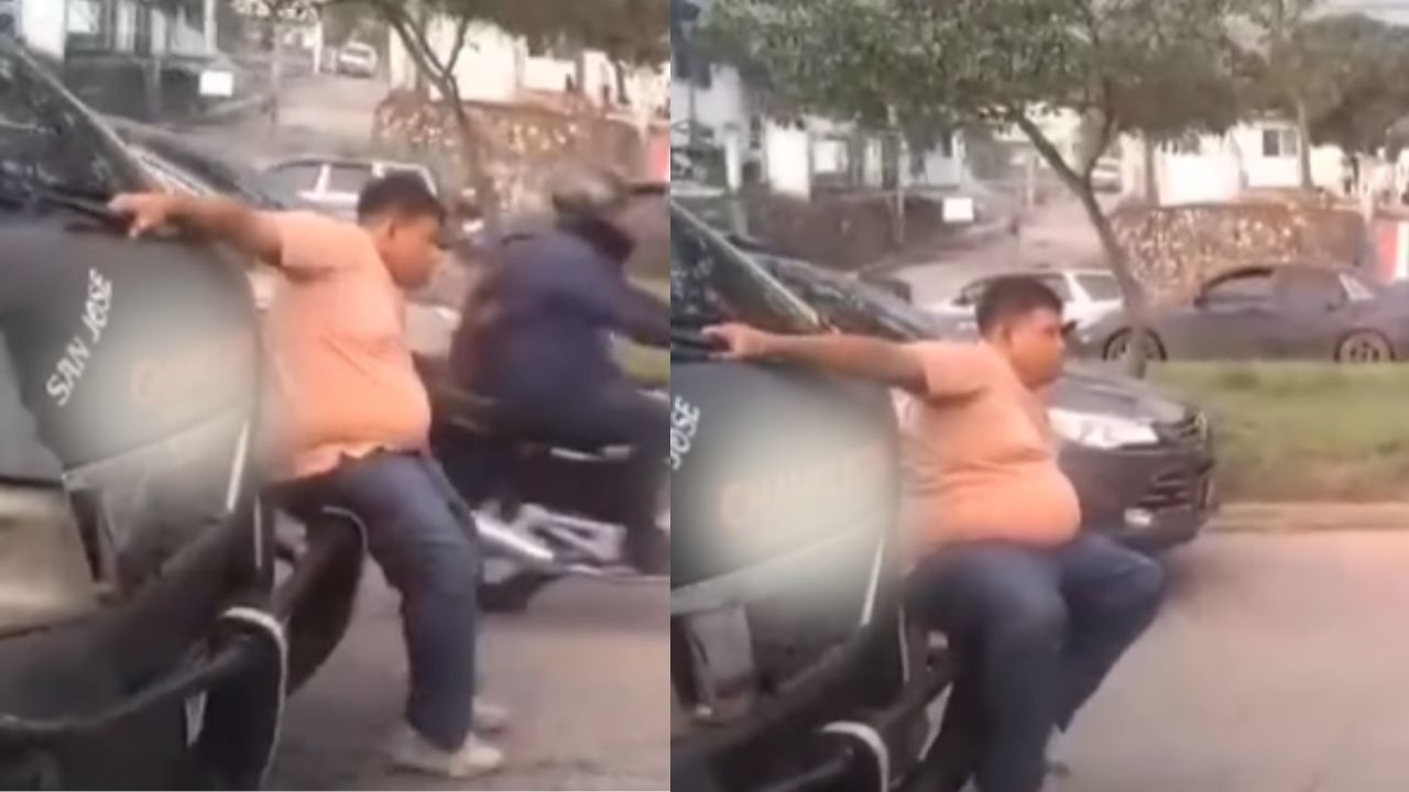 'Solo en Honduras', graban a cobrador de bus sentado en el parachoques de un 'rapidito'