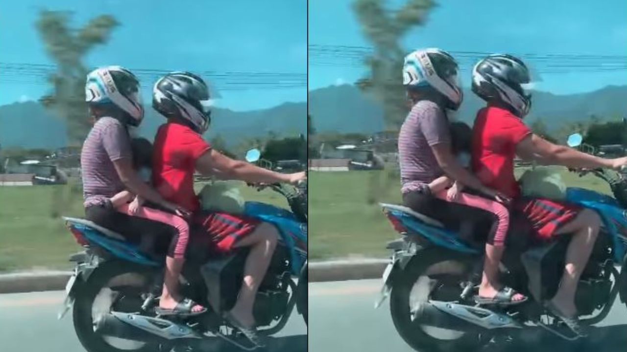 Imagen de VIDEO: critican a pareja por transportar a menor sin casco en Cortés