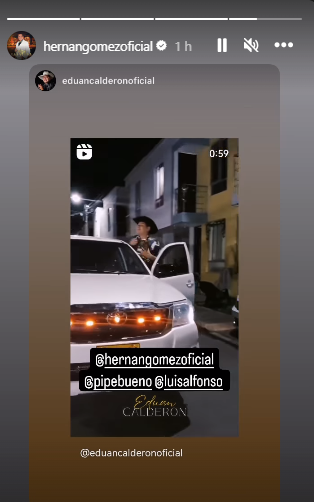 Última historia de Hernán Gómez en sus redes sociales. Foto: Instagram