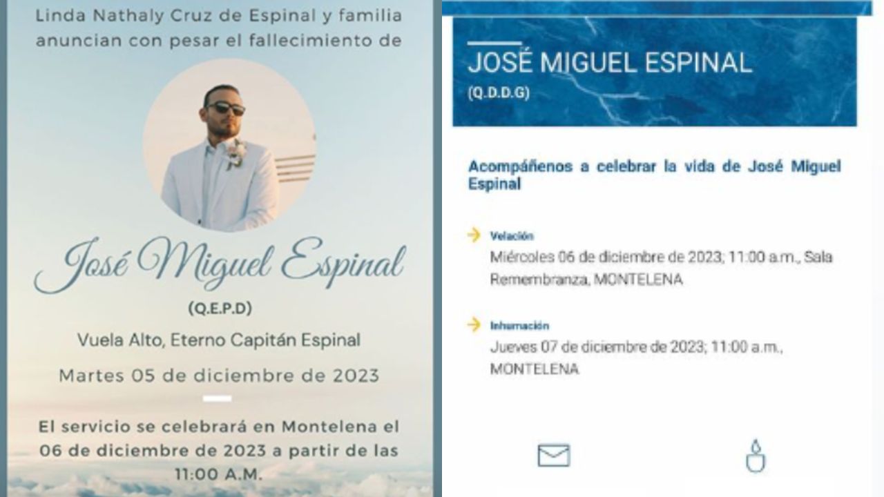 Fotografías compartidas por Linda Cruz sobre el funeral de José Miguel Espinal. Foto: Diseño HRN