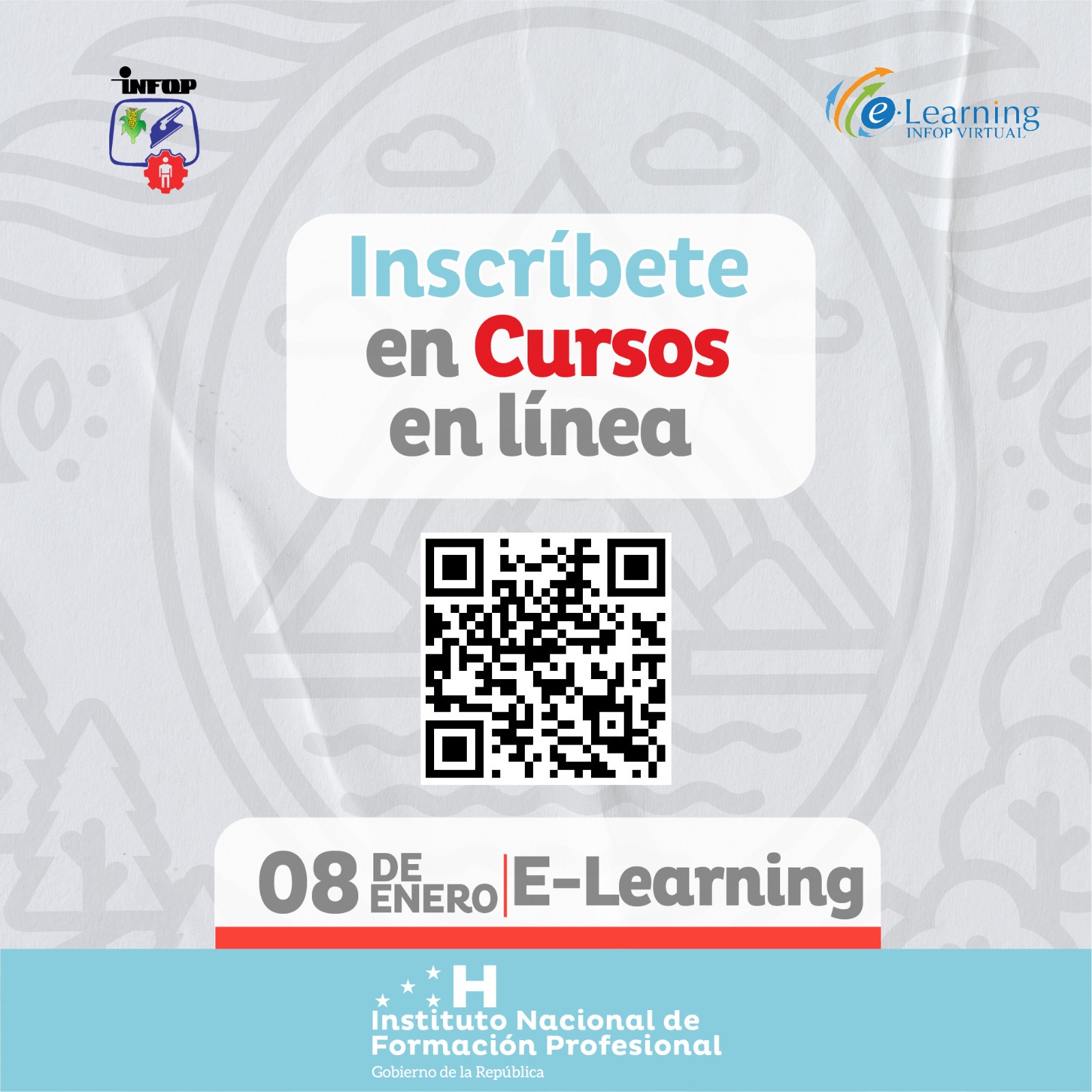 Código QR para inscribirse a los cursos en línea. Foto: Infop