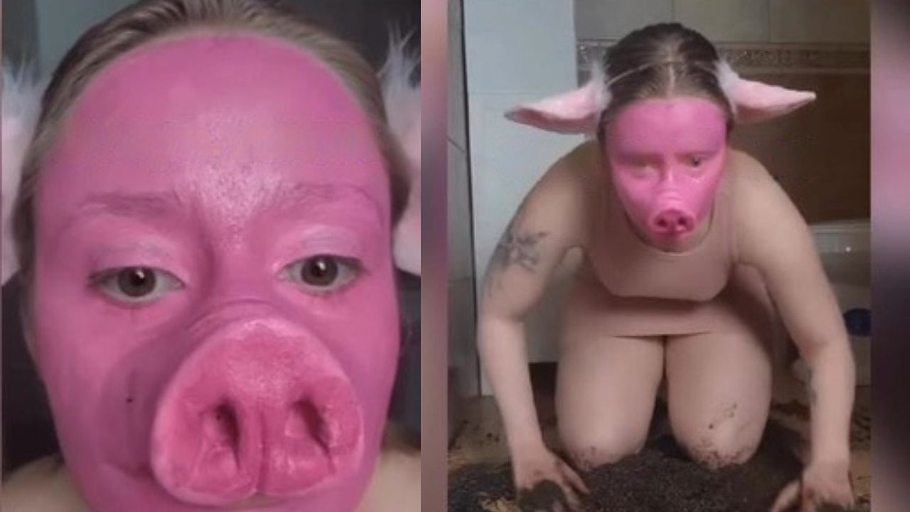 VIDEO: Mujer se identifica como cerdo, se revuelca en el lodo