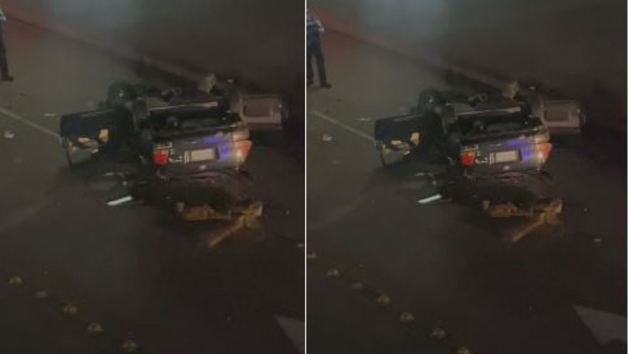 Imagen de VIDEO: Vehículo a exceso de velocidad cae a túnel del Juan Pablo II en Tegucigalpa