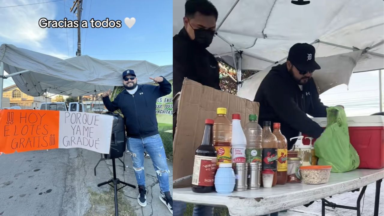 Joven regala elotes tras graduarse de ingeniero y haber pagado la carrera con su puesto