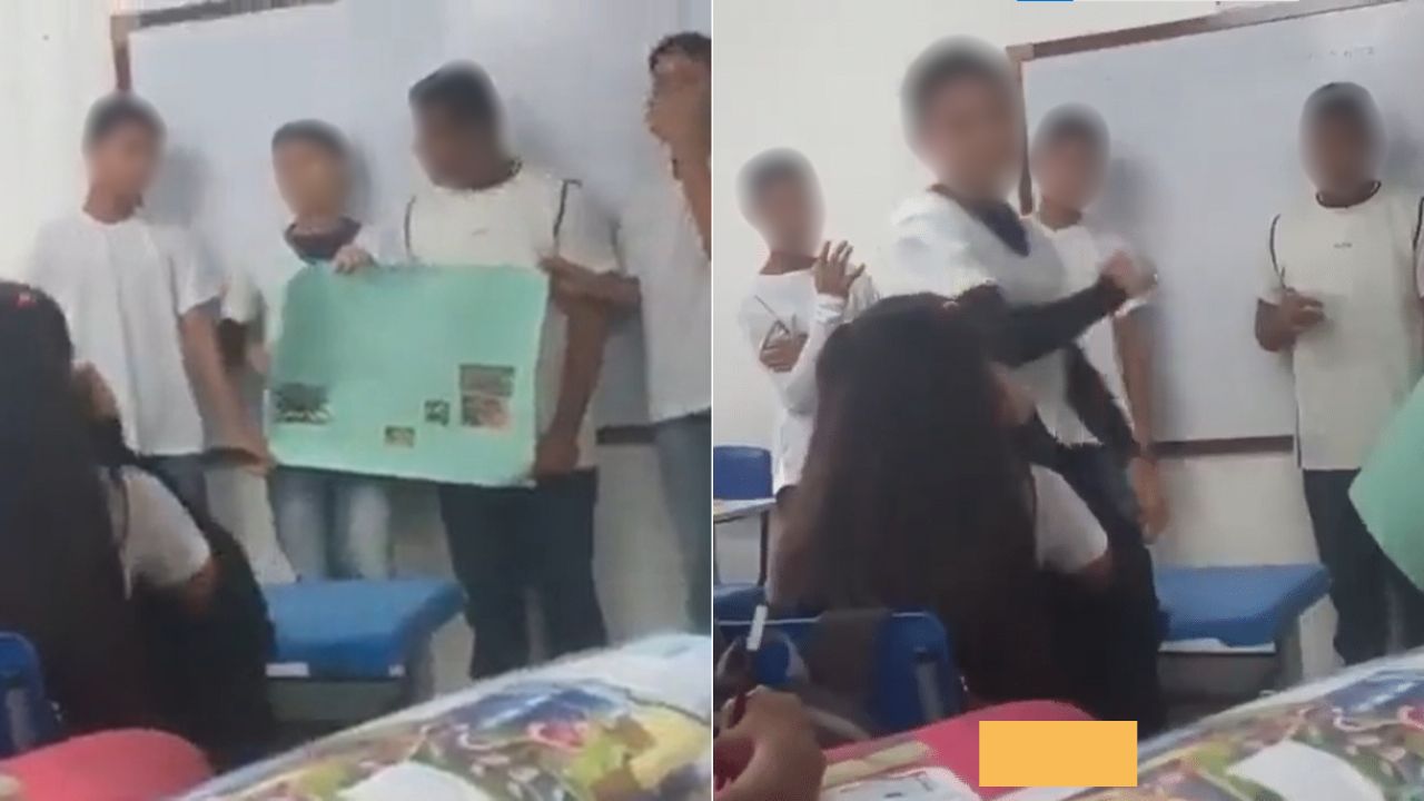 Pen girl video original incident Twitter: alumno ataca a su compañera con un lápiz en la cara