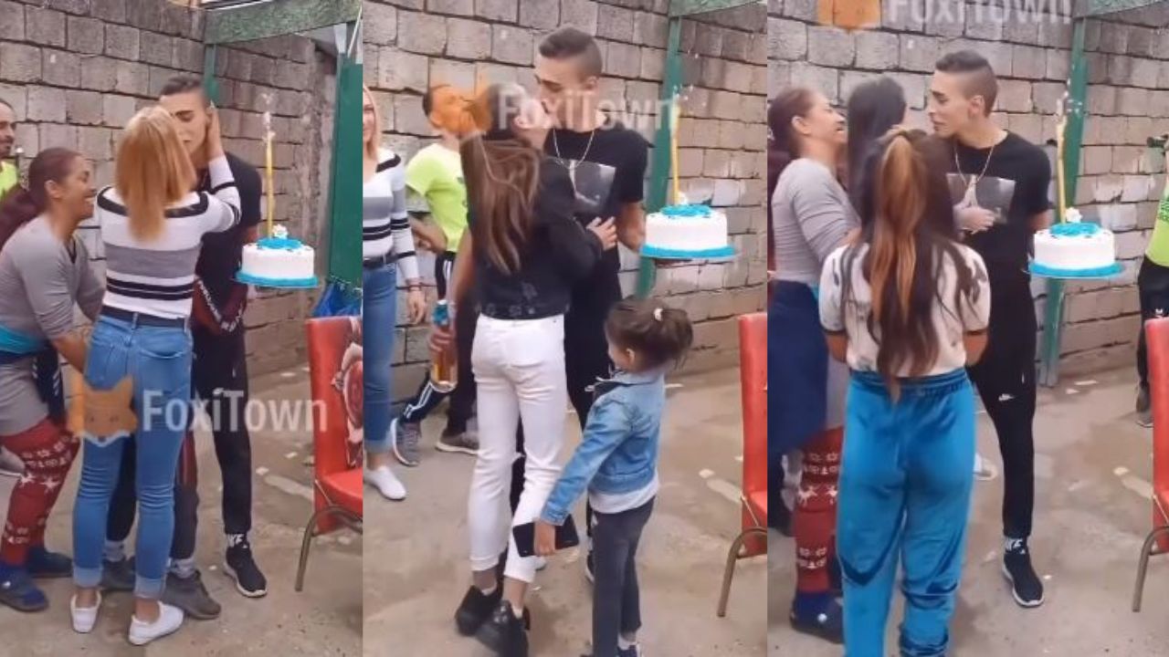 ¡Polémica! Padres e invitados, incluidos niños, besan en la boca al cumpleañero