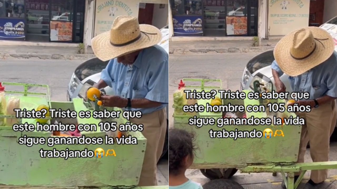 'Se ve cansado': adulto mayor de 105 años se gana la vida vendiendo naranjas en la calle
