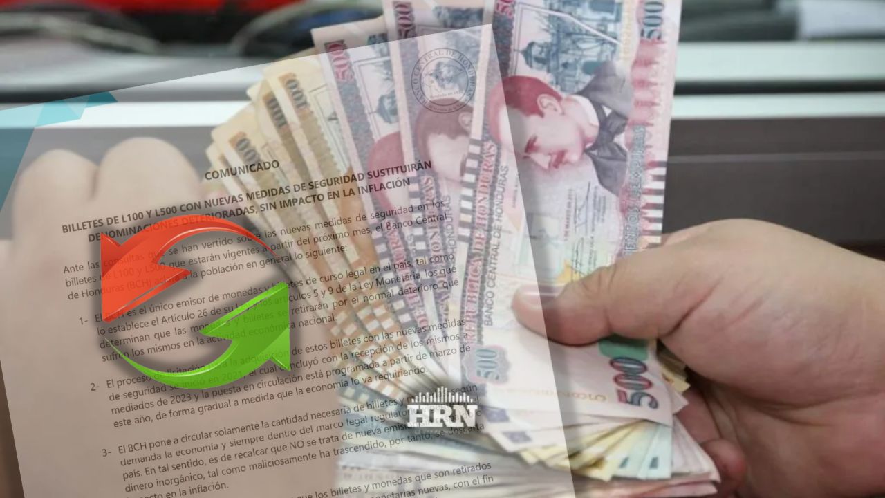 BCH anuncia que nuevos billetes de 100 y 500 lempiras sustituirán los que circulan en mal estado