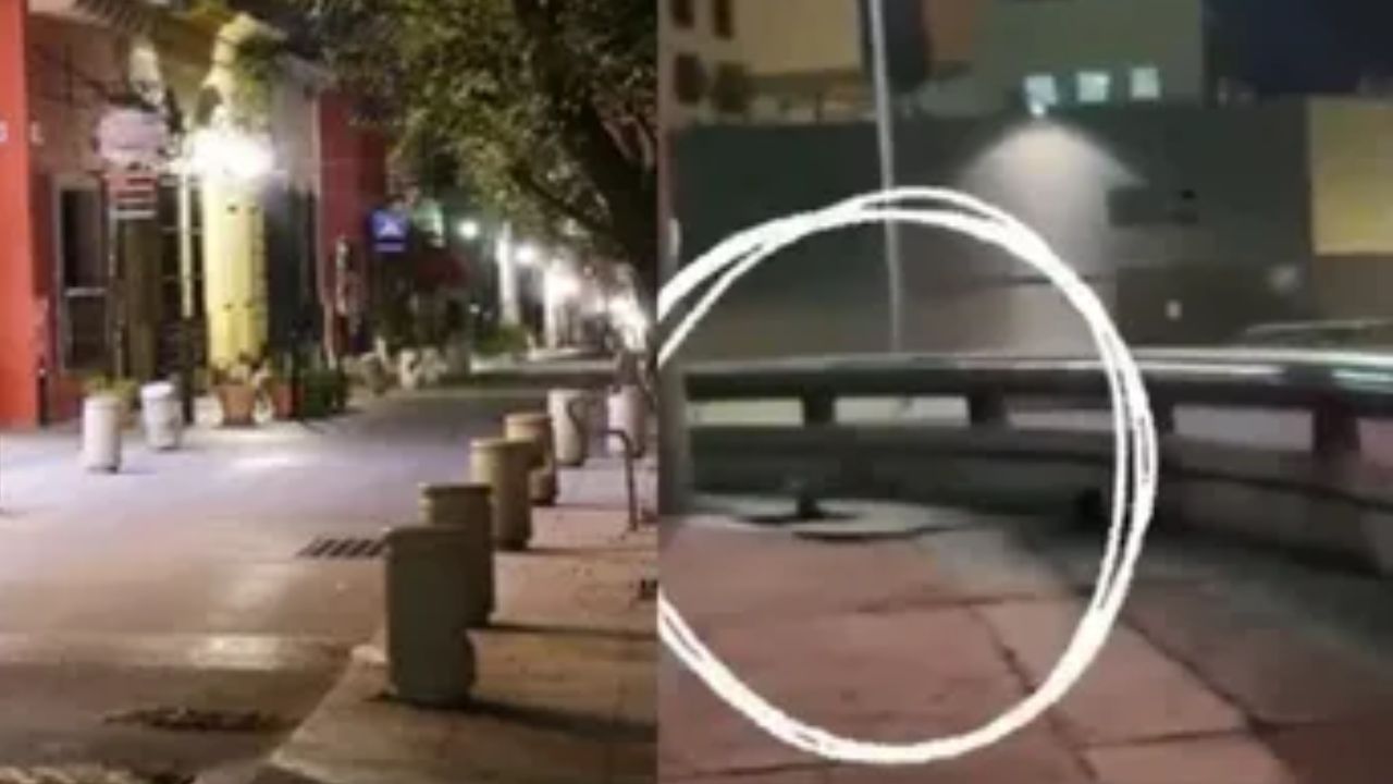 '¿Es real?': captan extraña figura   en una plaza durante la noche