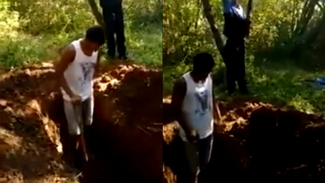 'Cavando su propia tumba' video Twitter: obligan a hombre a cavar su fosa en Brasil