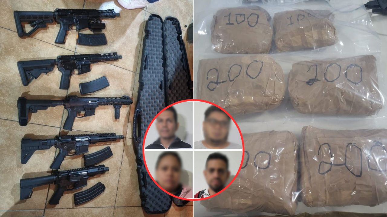 Decomisan más de L100,000, fusiles y presunta droga en la capital; supuestos traficantes fueron detenidos