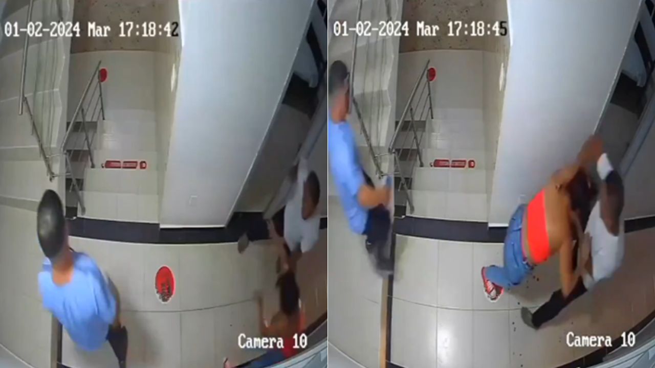 En las escaleras video mujer Twitter: hombre le quita la vida a su pareja en un motel de Bucaramanga