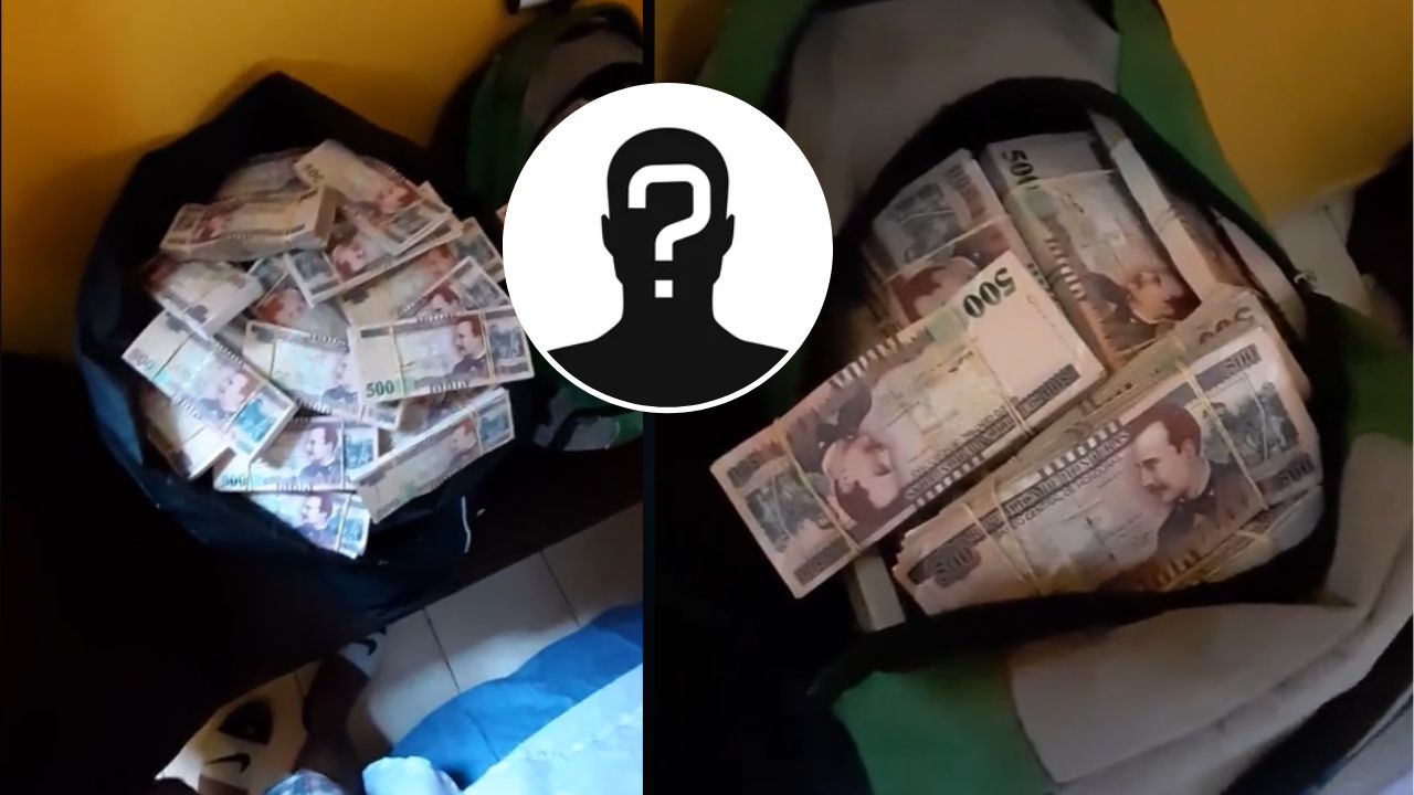 Hombre exhibe maletas llenas de dinero y desata una ola de comentarios en redes sociales
