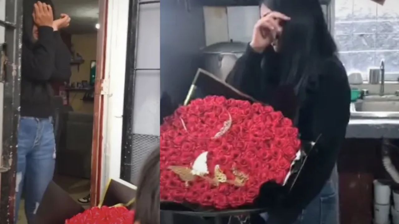 Joven llora al recibir flores de su novio fallecido; dejó la sorpresa preparada