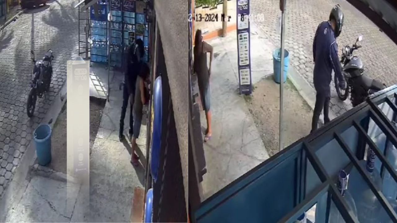 VIDEO: le roban el celular a hondureña cuando compraba una recarga en pulpería