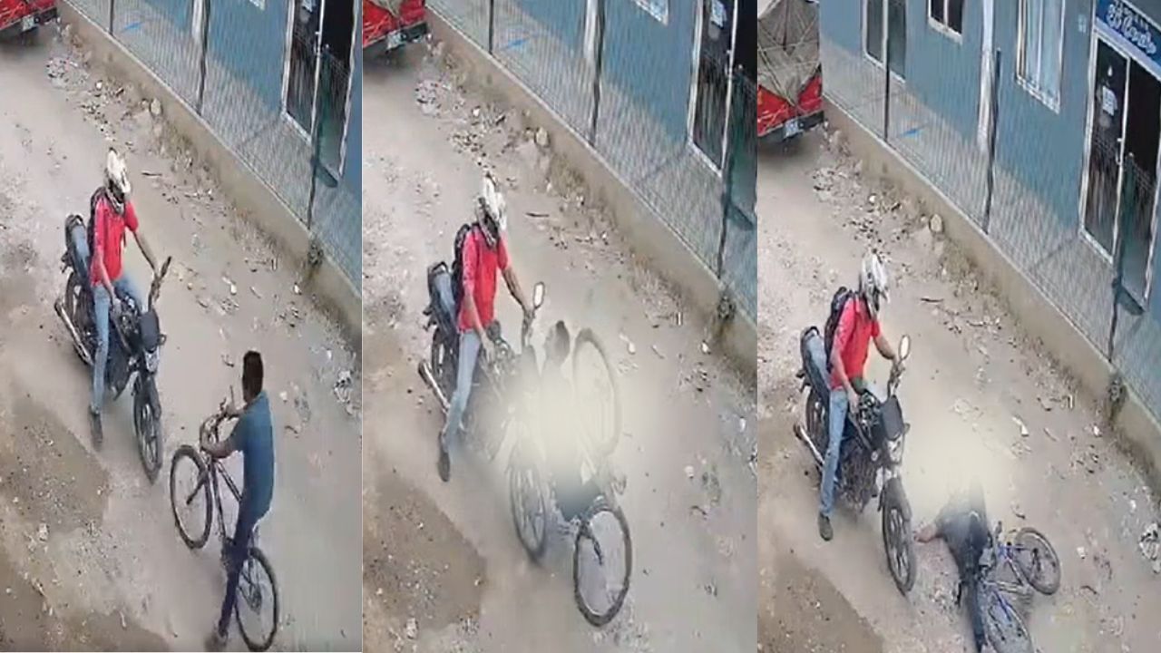 Vídeo capta encontronazo entre una motocicleta y una bicicleta en Ocotepeque