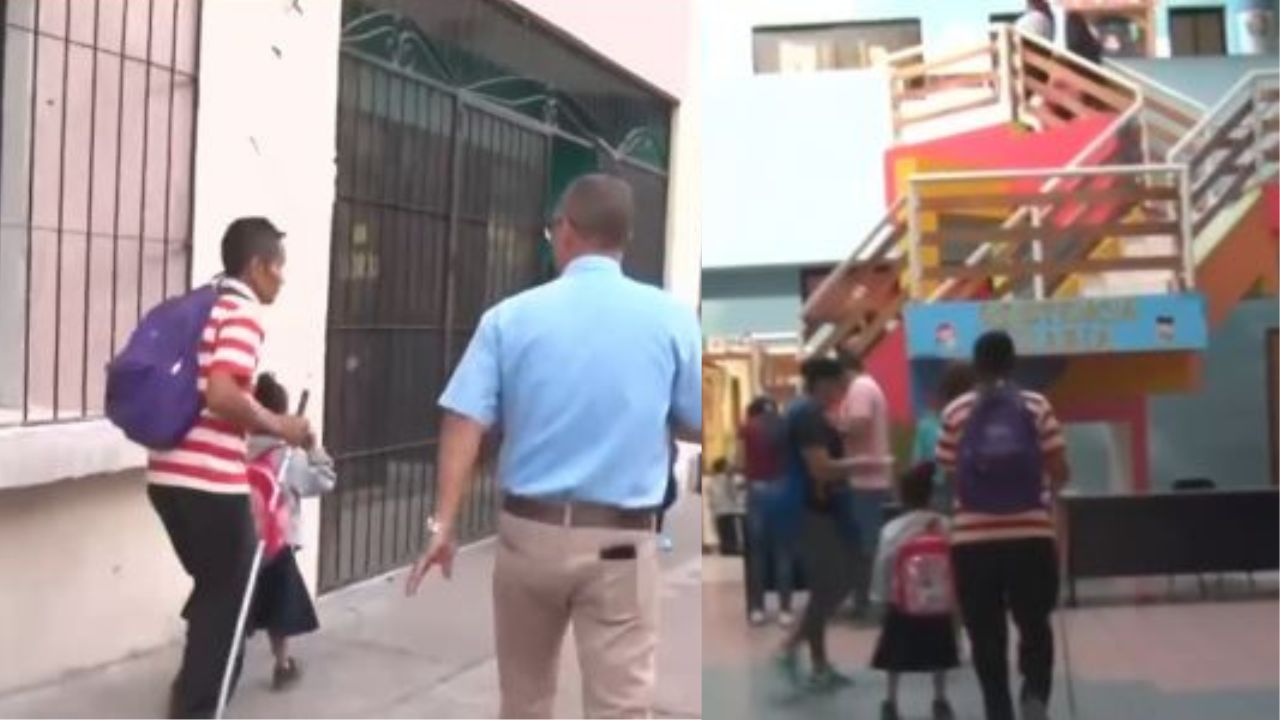 ¡Puro amor! Hondureño ciego va a dejar todos los días a su hija a la escuela